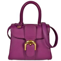デルヴォー DELVAUX ブリヨン ミニ ハンドバッグ 2WAY パープル ゴールド金具【中古】