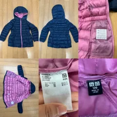 ユニクロ キッズ ダウン 120 ネイビー/ピンク