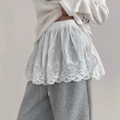 ラップミニスカート レディース レース裾 フレア レイヤード インナー 重ね着 2WAY 春夏 薄手 付け裾 体型カバー 大人カジュアル