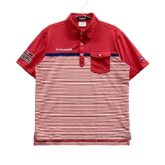 サイズ：M LE COQ GOLF ルコックゴルフ  半袖ポロシャツ ボーダー柄 レッド系 [240101540812] ゴルフウェア メンズ ストスト