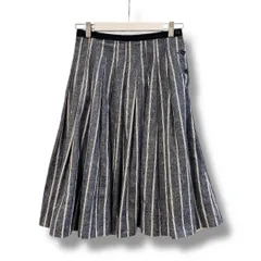 MHL エムエイチエル コットン リネン タック入り フレアスカート サイドボタン ネイビー サイズ1 夏 レディース ゴーゴー古着マルイ草加店3198