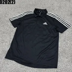 アディダス 3本線 ブラック 半袖 ポロTシャツ