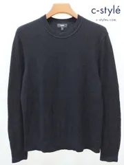 P864 [人気] Theory セオリー クルーネックニット L ブラック NOVO MERINO | ★