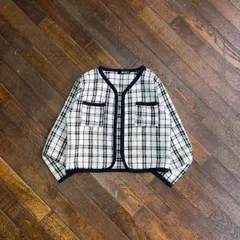 00s Wi-Fi Korean Brand Tweed Style Cardigan / Korean Retro Girly Office Casual Korea Polyester Size M