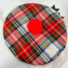 USA 80s Vintage betmar タータンチェック ベレー帽 ボンボン リボン パンク グランジ