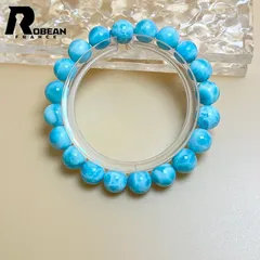 【限定一点】EU製 ★ROBEAN・ドミニカ共和国産のラリマー★パワーストーン ブレスレット 天然石 開運 金運 綺麗 プレゼント 約9.4-9.8mm K1229379