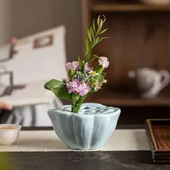 花瓶 おしゃれ インテリア 装飾 蓮 フラワースタンド 生け花 華道 古風 アート 日本 セラミック 陶器 かわいい 淡色 パステル