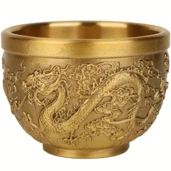 装飾品 置き物 龍 ドラゴン 鳳凰 風水 茶器 ティーカップ ワインカップ アンティーク調 真鍮 ブラス アート カップ オーナメント オブジェ 