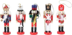 くるみ割り人形 木製 クリスマス オーナメント 北欧 5個セット 置物 兵士像 おもちゃ 12Cm ツリーの飾りおしゃれ 家庭装飾 子供プレゼント　x-2
