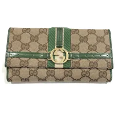 [七重浜85-6-080123nh] GUCCI グッチ 長財布 GGキャンバス シェリーライン インターロッキングG  115085 ロングウォレット [中古] [レディース]