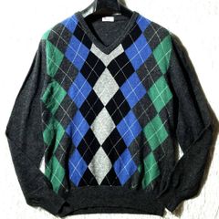 ラコステ ニット セーター アーガイル Vネック ウール 紺 天竺 メンズ 