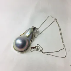 S【K14WG】ホワイトゴールド マベパール ペンダント ネックレス レディースアクセサリー
