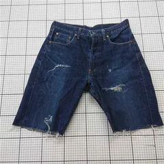 ◇ ⊂ リーバイス Levi's 501 デニムカットオフショーツ ダメージ加工 インディゴ メンズ E  【1512220030969】