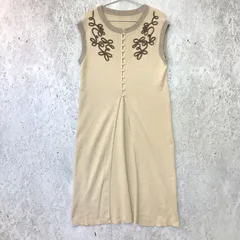 Lumier リュミエ フロント スリット コード 刺繍 ニット ワンピース アイボリー Fサイズ 〇◇☆