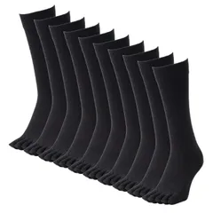 [RENFRO] 五本指ソックス メンズ ビジネス 靴下 10足セット 綿 消臭 抗菌防臭 ブラック 25-28cm クルー丈