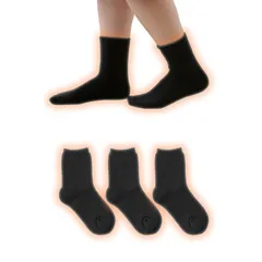 [ホカロン] 靴下 レディース あったか 冬 吸湿発熱 防寒 パイル ソックス 抗菌防臭 22.5-25cm ブラック 3足セット