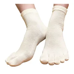 [PAX-ASIAN] 日本製 シルク レディース 絹 婦人 五本指ソックス ２足組 下履き用 ナイトソックス カカト付き #5047