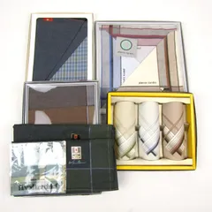 バレンシアガ/ピエールカルダン他 ハンカチ 7点セット 未使用 まとめて 大量 ブランド 箱ダメージ有 メンズ