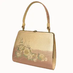 京やO273 和装バッグ 和服バッグ 佐賀錦織 金糸 ゴールド レトロ ヴィンテージ モダン お茶や習い事に 振袖にも最適 フォーマル〜カジュアル 着物用バッグ 着物バッグ ハンドバッグ 留袖 色留袖 振袖 訪問着 附下 色無地 江戸小紋 小紋 紬