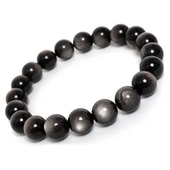 MASHISO パワーストーン ブレスレット 天然石 シルバーオブシディアン 黒曜石 銀色の輝き 浄化用 【金運UP・仕事運UP・魔除け】 心の平和 浄化 災除け 人間関係 お守り エネルギーチャージ 数珠 ブレスレット メンズ レディース (内周約17c 1