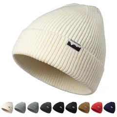 [rivmount] ニット帽 ビーニー 帽子 ワッチキャップ ボーダーニット おしゃれ ボンボン 防寒 防風 通気性 伸縮性 柔らかい 無地 春 秋 冬 スキー スノボ 登山 通勤 メンズ レディース 0