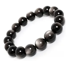 MASHISO パワーストーン ブレスレット 天然石 シルバーオブシディアン 黒曜石 銀色の輝き 浄化用 【金運UP・仕事運UP・魔除け】 心の平和 浄化 災除け 人間関係 お守り エネルギーチャージ 数珠 ブレスレット メンズ レディース (内周約18c 1
