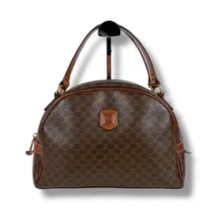 セリーヌ　CELINE マカダム柄　ハンドバッグ　ミニトートバッグ　ドーム型　ブラウン　PVCレザー