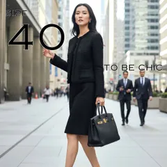 【美品】TO BE CHICトゥービーシック レーヨン混スクエアジャガード総柄セットアップ 40 (L) 黒ブラック【古着】【中古】【送料無料】