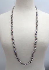 バロックパール 真珠 グレー系×ピンク系 ロングネックレス 留め具シルバー アクセサリー 服飾小物 保管3