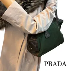 プラダ　PRADA　三角ロゴプレート　グリーンナイロン　クロコ型押しレザー　ミニトートバッグ　ハンドバック