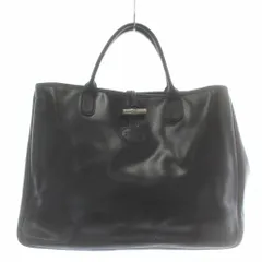 ロンシャン LONGCHAMP トートバッグ ハンド レザー ロゴ 黒 ブラック /XZ ■GY18