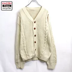 60s vintage ウール ケーブル編み ニットカーディガン メンズ XLサイズ相当 ビッグサイズ オーバーサイズ