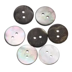 uxcell 7個入り 天然シェルボタン 2穴 18mm マザーオブパールボタン シャツ 洋服 コート スーツ ジャケット ジーンズ スカート 裁縫 クラフト DIY 装飾用 黒