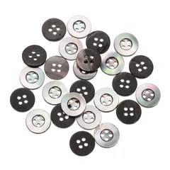 uxcell 天然シェルボタン 25個 4穴 11.5mm マザーオブパールボタン シャツ 洋服 コート スーツ ジャケット ジーンズ スカート 裁縫 クラフト DIY 装飾用 黒 (幅広エッジ)