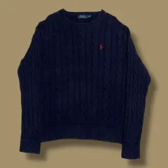 POLO Ralph Lauren コットン ケーブル ネイビー ニット