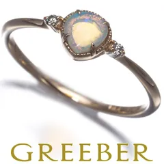 アガット リング ホワイトオパール ダイヤ ダイヤモンド 0.01ct ピンキー 5号 K10YG #183864