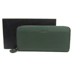 バルコス 長財布 ラウンドファスナー レザー ウォレット ブランド メンズ レディース グリーン BARCOS 【中古】