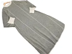 BEAMS HEART ビームスハート 総柄 ニット ワンピース グレーｘ黒 ◇■ レディース