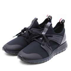 【新品同様】MONCLER モンクレール ソックスニーカー EMILIEN テクニカルファブリック レザー コンビネーション ロゴ ラバーワッペン EXTRA LIGHT ローカット 軽量 スリッポン シューズ 靴 箱/タグ付 メンズ 41 ネイビー 紺 伊製