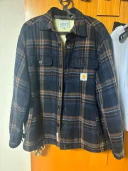 カーハート WIP ネイビー チェック フリースシャツ