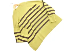 Kurihara Harumi 栗原はるみ ボーダー ワイド幅 ニット セーター sizeL/緑 ◇■ レディース