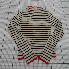 ◇ Θ ミエット miette ボーダーリブニット ハイネックトップス レディース Fサイズ ベージュ系 E  【1601210010637】