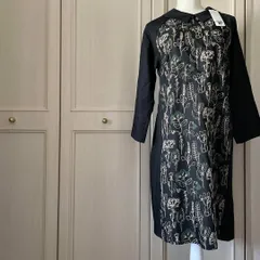 U ホコモモラ Jocomomola 花柄 刺繍 ワンピース ロング 黒 お呼ばれ　デート　オフィスカジュアル　食事会　Lサイズ 40 11号