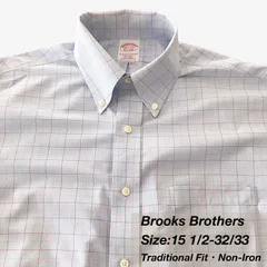 【15 1/2-32/33】Brooks Brothers ボタンダウンシャツ / Non-Iron / Traditional Fit タッタソールチェック L相当 メンズ