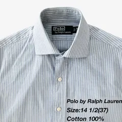 Polo by Ralph Lauren ワイドカラーシャツ 14 1/2（37） / ライトブルー×ホワイト コットン100％ メンズS〜M相当