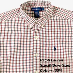 Ralph Lauren（ラルフローレン） タッターソール ボタンダウンシャツ M（S相当）／コットン100％ ボーイズライン