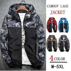 ウィンドブレーカー メンズ マウンテンパーカー UVカット 迷彩ジャケット パーカー  ラッシュガード 日焼け止め服 迷彩 切り替え フード付きジャンパー トップス ジップアップ 薄手min#