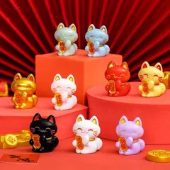 ミニ招き猫 9個セット 樹脂製 縁起物 開運アイテム インテリア 雑貨 置物 プレゼント 贈り物 インテリア雑貨 インテリア置物 i-241