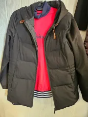 ブラック フード ダウン アウター