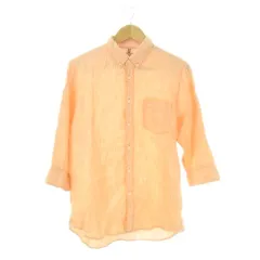 エーグル AIGLE リネンシャツ M オレンジ 七分袖 ボタンダウンカラー 胸ポケット /CK13 ■GY99